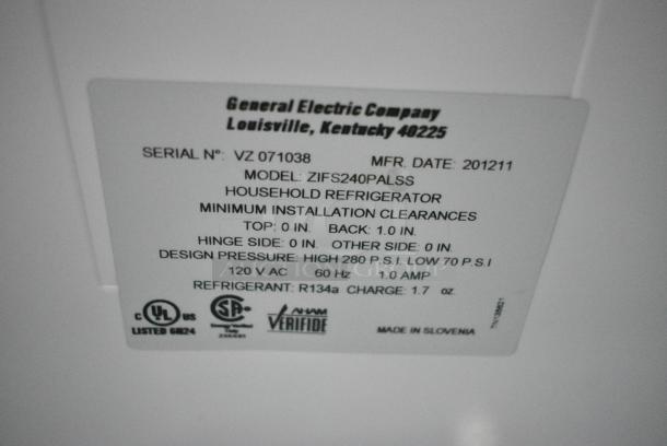 General Electric GE ZIFS240PALSS Monogram Stainless Steel Mini Cooler. 115 Volts, 1 Phase. Tested and Working! - Image 5 of 5