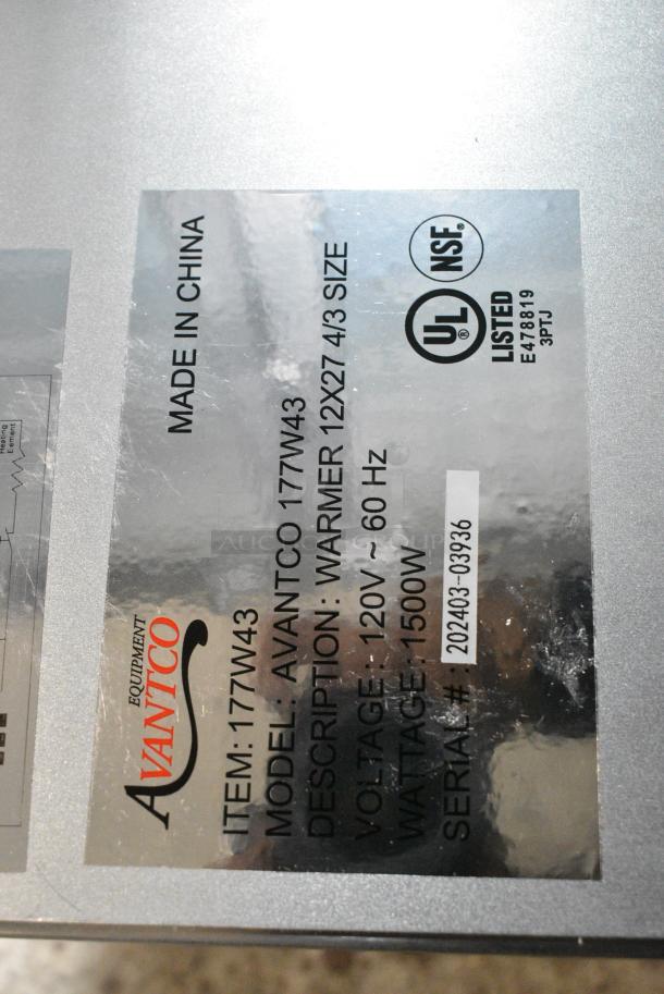 IN ORIGINAL BOX! Avantco 177W43 Stainless Steel Commercial Countertop Food Warmer. 120 Volts, 1 Phase. - Image 5 of 5
