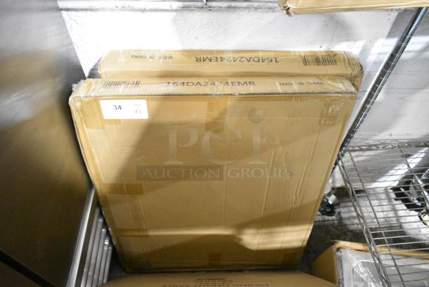 2 BRAND NEW SCRATCH AND DENT! Lancaster Table & Seating 164DA2424EMR Alloy Series 23 1/2" x 23 1/2" Emerald Green Standard Height Outdoor Table with 2 Cafe Chairs. 2 Times Your Bid! - Image 1 of 2