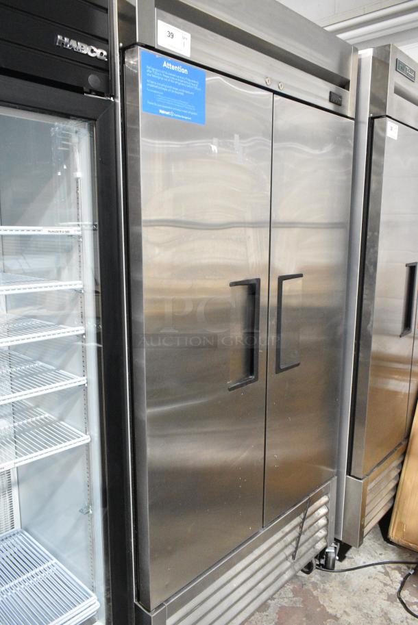 2020 True T-35-HC Stainless Steel Commercial 2 Door Reach In Cooler w/ Poly Coated Racks on Commercial Casters. 115 Volts, 1 Phase. Tested and Working! - Image 1 of 6