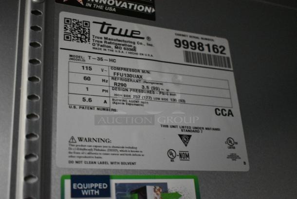 2020 True T-35-HC Stainless Steel Commercial 2 Door Reach In Cooler w/ Poly Coated Racks on Commercial Casters. 115 Volts, 1 Phase. Tested and Working! - Image 6 of 6