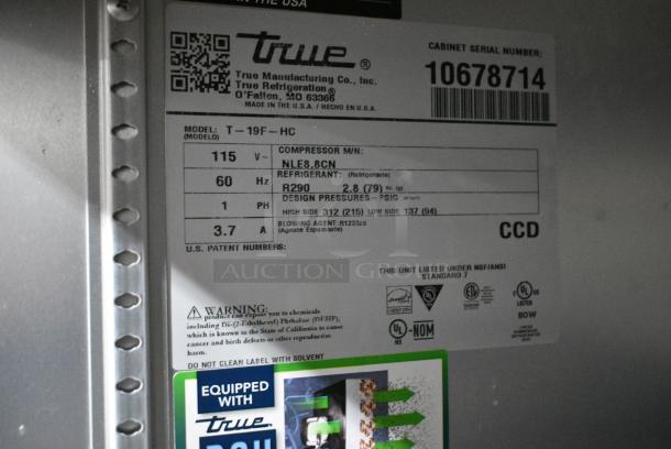 2023 True T-19F-HC Stainless Steel Commercial Single Door Reach In Freezer w/ Poly Coated Racks. 115 Volts, 1 Phase. Tested and Working! - Image 4 of 4
