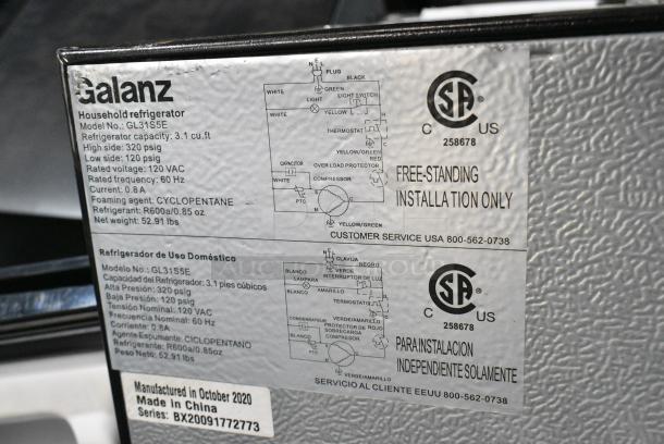 Galanz GL31S5E Metal Mini Cooler w/ Freezer. 115 Volts, 1 Phase. Tested and Working! - Image 7 of 7