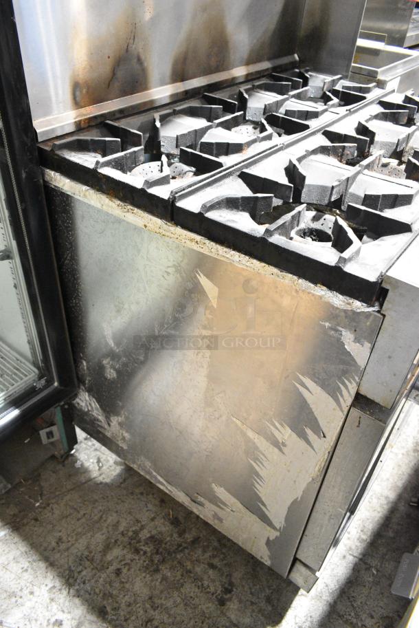 Stainless Steel Commercial Natural Gas Powered 6 Burner Range w/ Oven, Over Shelf and Back Splash on Commercial Casters. - Image 9 of 9