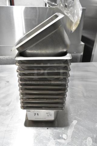 12 Stainless Steel 1/6 Size Drop In Bins. 1/6x4. 12 Times Your Bid!