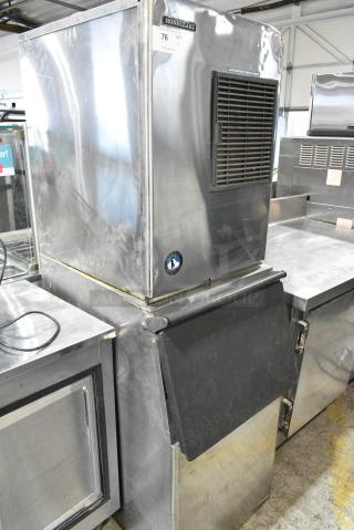 Hoshizaki KM-320MAH Stainless Steel Commercial Ice Head on Commercial Ice Bin. 115-120 Volts, 1 Phase.