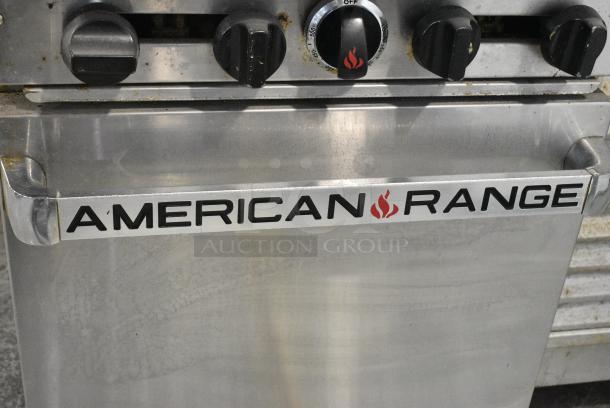 American Range Stainless Steel Commercial Natural Gas Powered 4 Burner Range w/ Oven, Over Shelf and Back Splash on Commercial Casters. - Image 2 of 13