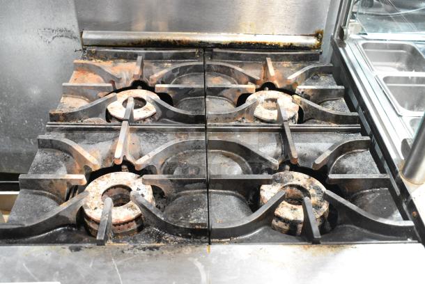 Imperial IR-4 Stainless Steel Commercial Natural Gas Powered 4 Burner Range w/ Oven and Back Splash. - Image 3 of 6