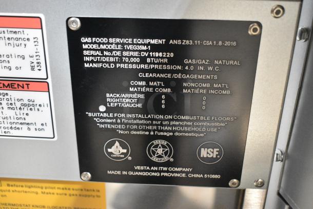 BRAND NEW! Vulcan 1VEG35M-1 Stainless Steel Commercial Floor Style Natural Gas Powered Deep Fat Fryer w/ 2 Metal Fry Baskets. 70,000 BTU. - Image 8 of 8