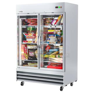 BRAND NEW! 2024 KoolMore RIF-2D-GD Stainless Steel Commercial 2 Door Reach In Freezer Merchandiser w/ Poly Coated Racks. 115 Volts, 1 Phase. Tested and Working! - Item #1154128