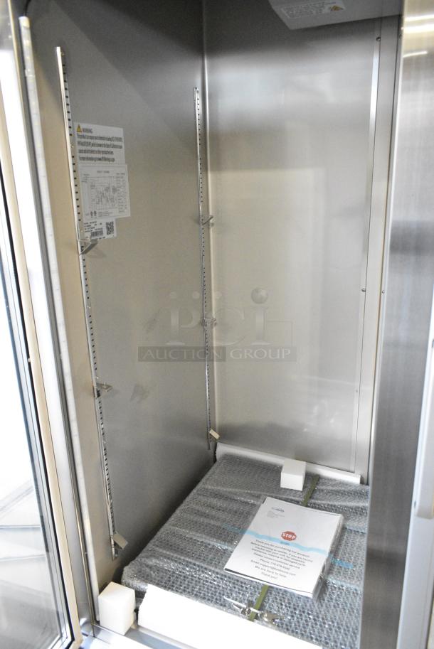BRAND NEW! 2024 KoolMore RIF-2D-GD Stainless Steel Commercial 2 Door Reach In Freezer Merchandiser w/ Poly Coated Racks. 115 Volts, 1 Phase. Tested and Working! - Image 4 of 6