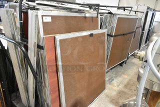 ALL ONE MONEY! Lot of 3 Metal Carts of Approximately 116 4'x4' Portable Dance Floor Pieces. w/ Stairs. Approximately 1,800 Square Feet.