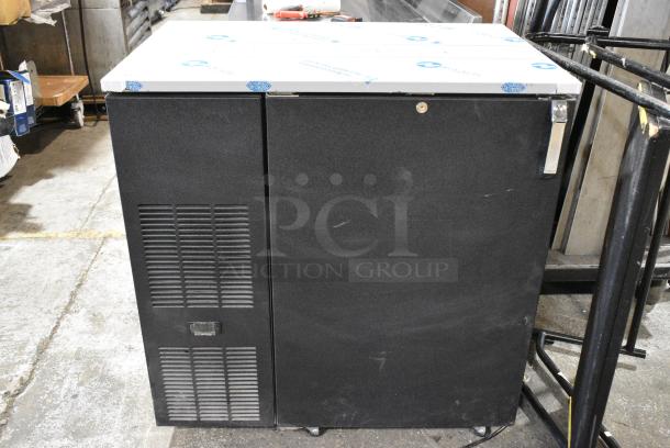 BRAND NEW SCRATCH AND DENT! 2024 Glastender C1FB36 Metal Commercial 2 Door Back Bar Cooler on Commercial Casters. 120 Volts, 1 Phase. Tested and Working! - Image 1 of 4