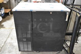 BRAND NEW SCRATCH AND DENT! 2024 Glastender C1FB36 Metal Commercial 2 Door Back Bar Cooler on Commercial Casters. 120 Volts, 1 Phase. Tested and Working!