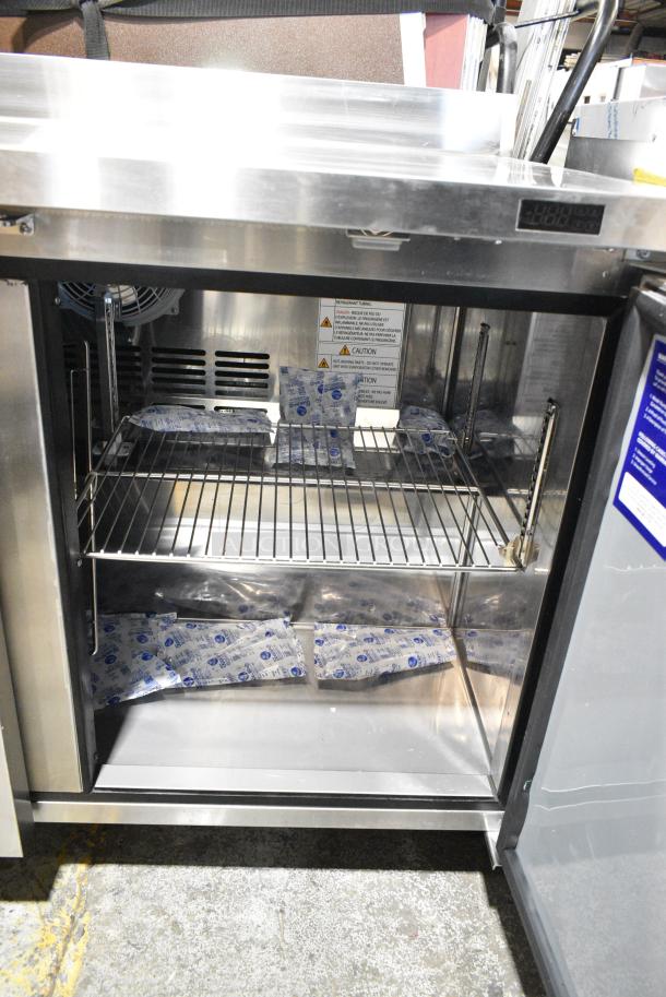 BRAND NEW SCRATCH AND DENT! Turbo Air TWF-48SD-N Stainless Steel Commercial 2 Door Work Top Freezer on Commercial Casters. 115 Volts, 1 Phase. Tested and Working! - Image 5 of 6