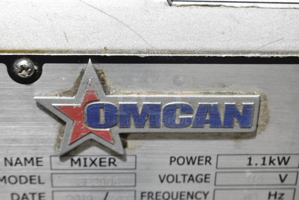 2019 Omcan SP200A Commercial Countertop 20 Quart Planetary Dough Mixer w/ Metal Mixing Bowl, Bowl Guard and Dough Hook Attachment. 110 Volts, 1 Phase. Tested and Powers On But Parts Do Not Move - Image 3 of 6