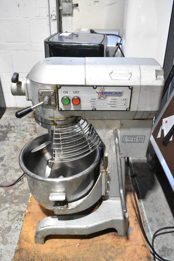 2019 Omcan SP200A Commercial Countertop 20 Quart Planetary Dough Mixer w/ Metal Mixing Bowl, Bowl Guard and Dough Hook Attachment. 110 Volts, 1 Phase. Tested and Powers On But Parts Do Not Move - Image 4 of 6