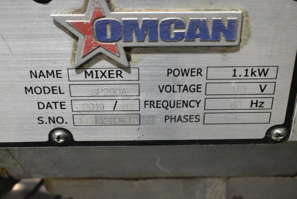 2019 Omcan SP200A Commercial Countertop 20 Quart Planetary Dough Mixer w/ Metal Mixing Bowl, Bowl Guard and Dough Hook Attachment. 110 Volts, 1 Phase. Tested and Powers On But Parts Do Not Move - Image 6 of 6