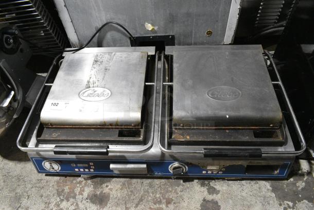 Globe GSGDUE14D Stainless Steel Commercial Countertop Double Panini Press. 208/240 Volts, 1 Phase. - Image 1 of 7