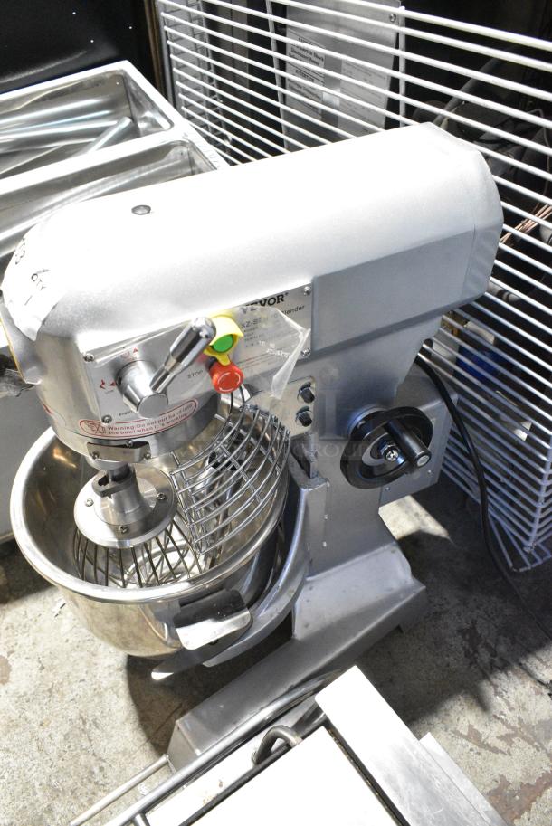 Vevor XZ-SZM 10 Metal Commercial 10 Quart Planetary Dough Mixer w/ Stainless Steel Mixing Bowl, Bowl Guard, Whisk Attachment. 110 Volts, 1 Phase. Tested and Powers On But Parts Do Not Move - Image 4 of 6