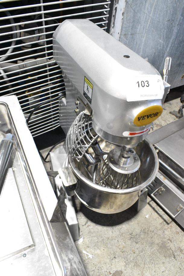 Vevor XZ-SZM 10 Metal Commercial 10 Quart Planetary Dough Mixer w/ Stainless Steel Mixing Bowl, Bowl Guard, Whisk Attachment. 110 Volts, 1 Phase. Tested and Powers On But Parts Do Not Move - Image 5 of 6