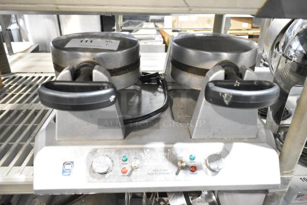 Waring WW250X Metal Commercial Countertop Double Belgian Waffle Maker. 120 Volts, 1 Phase. Tested and Working! - Image 1 of 7