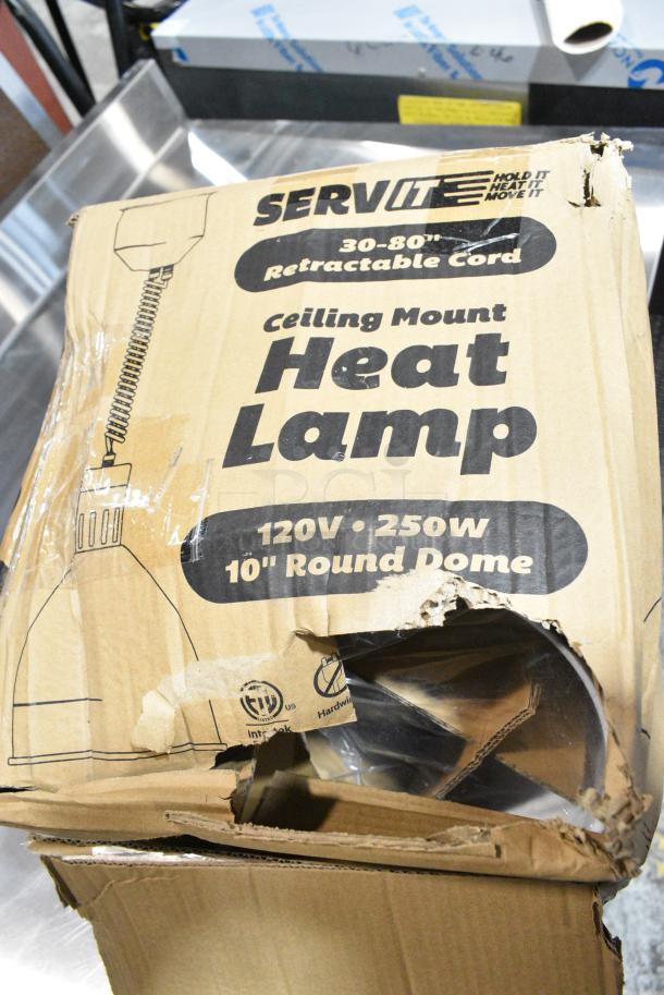BRAND NEW SCRATCH AND DENT! ServIt 423HLR85CR Retractable Cord Ceiling Mount Heat Lamp with Modern Copper Finish Round Dome Shade. 120 Volts, 1 Phase. - Image 2 of 4