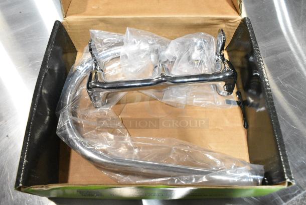 BRAND NEW SCRATCH AND DENT! Regency 600FW88G Wall Mount Faucet with 8" Centers and 8" Swivel Gooseneck Spout - Image 1 of 3