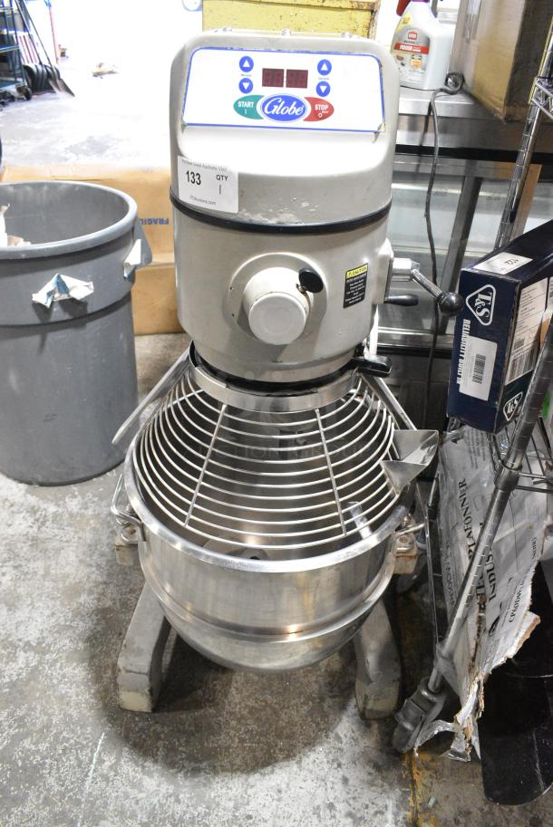 Globe SP60 Metal Commercial Floor Style 60 Quart Planetary Dough Mixer w/ Stainless Steel Mixing Bowl, Bowl Guard and Dough Hook Attachment. 220 Volts, 1 Phase. - Image 1 of 7