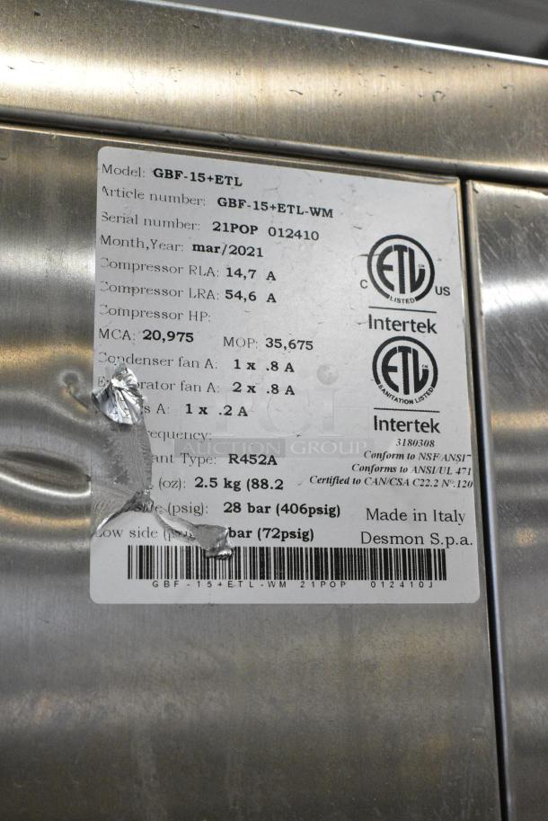 2021 Desmon GBF-15+ETL Stainless Steel Commercial Blast Chiller Shock Freezer w/ 4 Probes on Commercial Casters. 230 Volts, 3 Phase. - Image 5 of 5