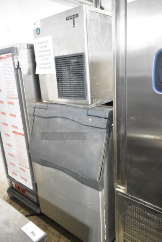 Hoshizaki F-1001MWH Stainless Steel Commercial Ice Head on Commercial Ice Bin. 208-230 Volts, 1 Phase.