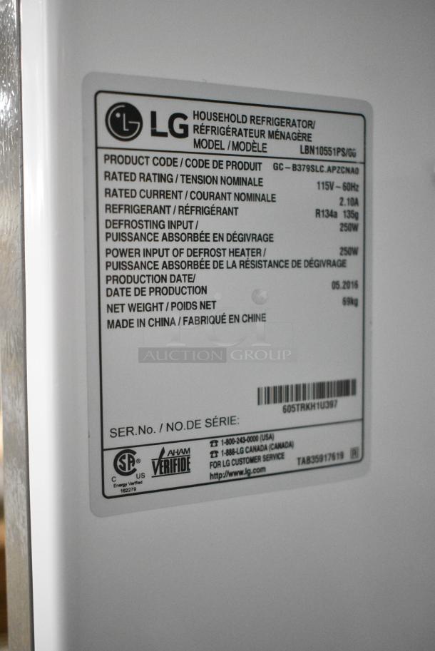 LG LBN10551PS/0G Stainless Steel French Style Door Cooler w/ Drawer Freezer. 115 Volts, 1 Phase. Tested and Working! - Image 7 of 7