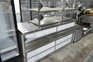 BRAND NEW SCRATCH AND DENT! Atlas DDC-4 Stainless Steel Commercial Buffet Station w/ Sneeze Guard and Tray Slide. Tested and Working!