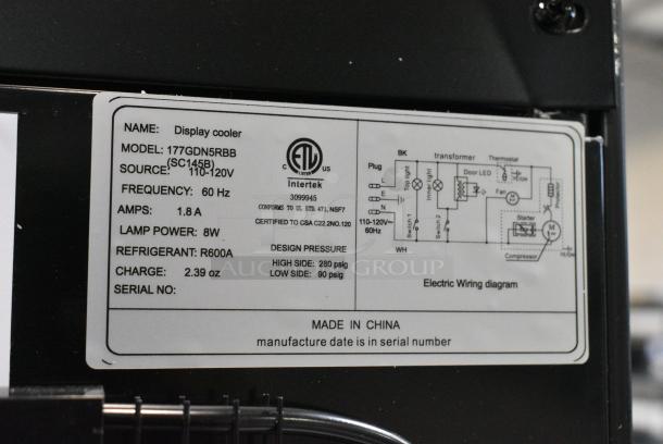 BRAND NEW SCRATCH AND DENT! Galaxy 177GDN5RBB Metal Commercial Single Door Reach In Cooler Merchandiser w/ Poly Coated Racks and Red, White, and Blue LED Lighting. 110-120 Volts, 1 Phase. Tested and Working! - Image 4 of 4