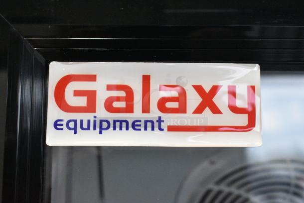 BRAND NEW SCRATCH AND DENT! Galaxy 177GDN5RBB Metal Commercial Single Door Reach In Cooler Merchandiser w/ Poly Coated Racks and Red, White, and Blue LED Lighting. 110-120 Volts, 1 Phase. Tested and Working! - Image 2 of 4