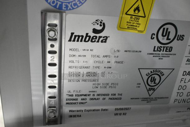 Imbera VR10 Metal Commercial Single Door Reach In Cooler Merchandiser w/ Poly Coated Racks. 115 Volts, 1 Phase. Tested and Working! - Image 4 of 4