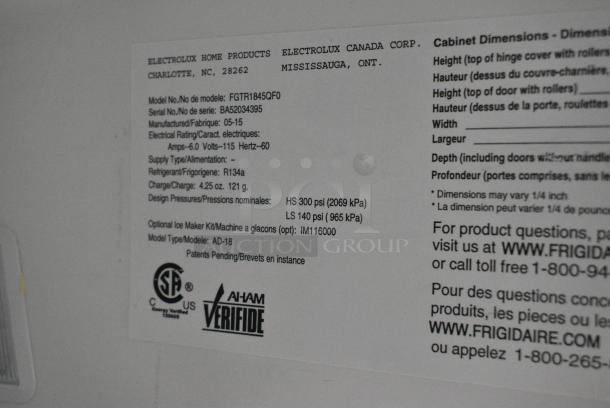 Frigidaire FGTR1845QF0 Stainless Steel Cooler w/ Freezer. 115 Volts, 1 Phase. Tested and Working! - Image 7 of 7