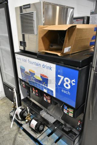 2023 Scotsman MC0522MA-1A Stainless Steel Commercial Ice Machine Head on Lancer Carbonated Beverage Machine w/ 2 McCann's Motors. 115 Volts, 1 Phase.