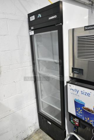 2019 Habco SE18 Metal Commercial Single Door Reach In Cooler Merchandiser w/ Poly Coated Racks. 115 Volts, 1 Phase. Tested and Working!