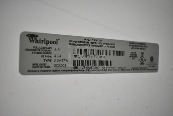 2020 Whirlpool WRT311FZDM01 Stainless Steel Cooler w/ Freezer. 115 Volts, 1 Phase. Tested and Working! - Image 7 of 7