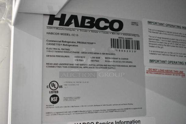 2019 Habco SE18 Metal Commercial Single Door Reach In Cooler Merchandiser w/ Poly Coated Racks. 115 Volts, 1 Phase. Tested and Working! - Image 4 of 4