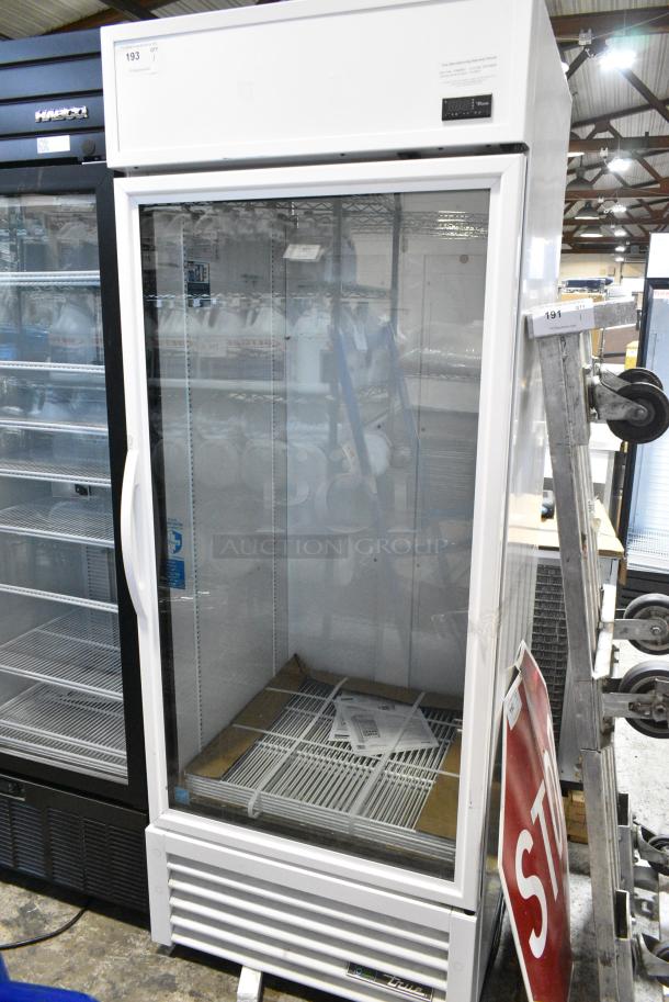 BRAND NEW SCRATCH AND DENT! 2021 True TSCI-600R-G-PH Metal Commercial Single Door Reach In Cooler Merchandiser w/ Poly Coated Racks. 115 Volts, 1 Phase. Tested and Working! - Image 1 of 4