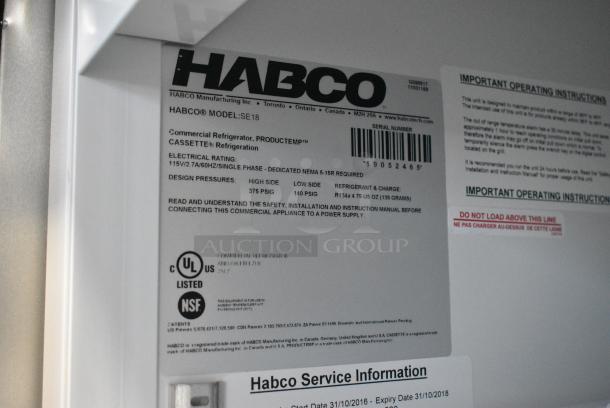 2019 Habco SE18 Metal Commercial Single Door Reach In Cooler Merchandiser w/ Poly Coated Racks. 115 Volts, 1 Phase. Tested and Working! - Image 4 of 4