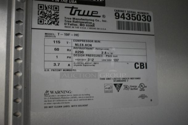 2018 True T-19F-HC Stainless Steel Commercial Single Door Reach In Freezer w/ Poly Coated Racks. 115 Volts, 1 Phase. Tested and Working! - Image 5 of 5