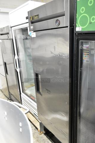 True T-23 Stainless Steel Commercial Single Door Reach In Cooler w/ Poly Coated Racks. 115 Volts, 1 Phase. Tested and Powers On But Does Not Get Cold