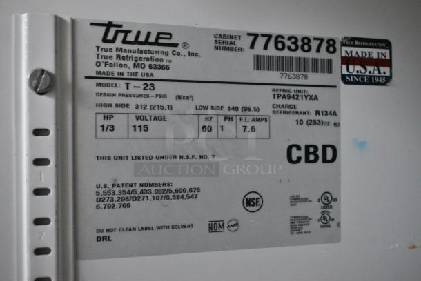 True T-23 Stainless Steel Commercial Single Door Reach In Cooler w/ Poly Coated Racks. 115 Volts, 1 Phase. Tested and Powers On But Does Not Get Cold - Image 5 of 5