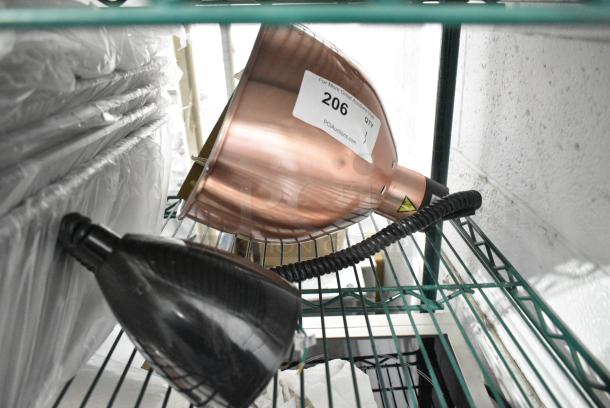 BRAND NEW SCRATCH AND DENT! ServIt 423HLR85CR Retractable Cord Ceiling Mount Heat Lamp with Modern Copper Finish Round Dome Shade - Image 1 of 5