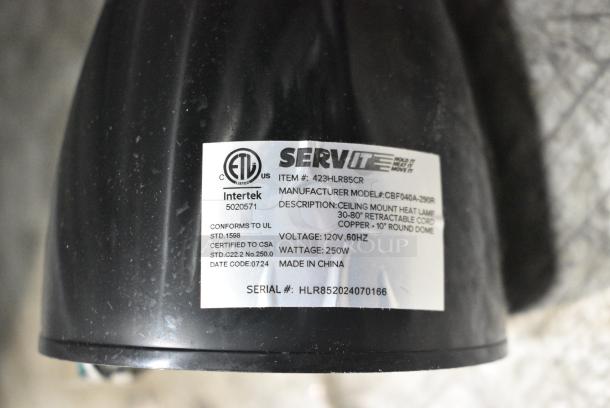 BRAND NEW SCRATCH AND DENT! ServIt 423HLR85CR Retractable Cord Ceiling Mount Heat Lamp with Modern Copper Finish Round Dome Shade - Image 5 of 5