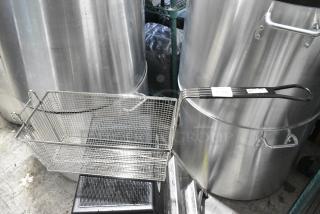 3 BRAND NEW SCRATCH AND DENT! 190FB1366 13 1/4" x 6 1/2" x 5 7/8" Fryer Basket with Front Hook. 3 Times Your Bid!