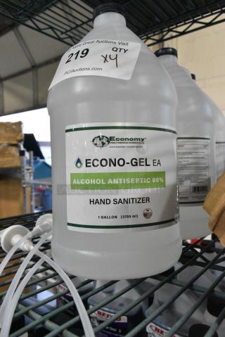 4 BRAND NEW SCRATCH AND DENT! Economy Econo-Gel Alcohol Antiseptic Hand Sanitizer Jug. 4 Times Your Bid!